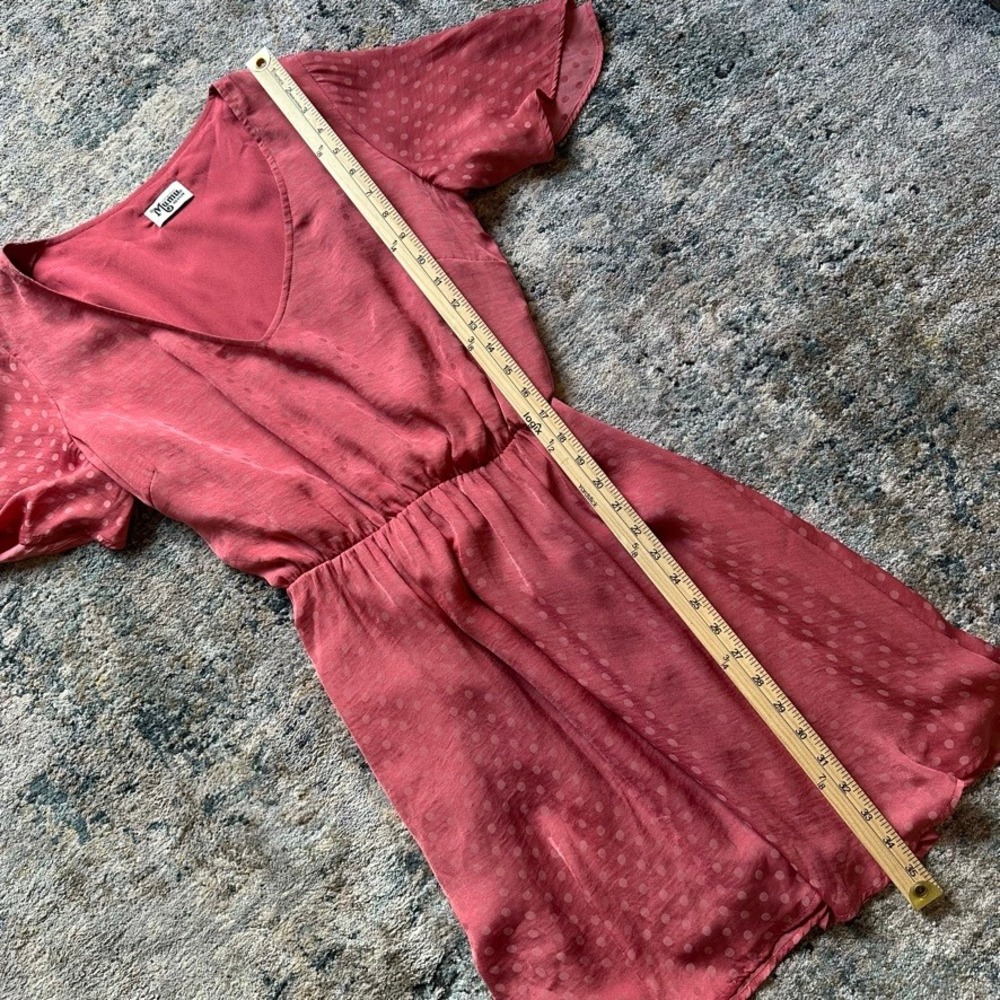 Show Me Your MuMu Anastasia Mini Polka Dot Dress Sangria Pink Flutter Sleeve M‎ - Picture 4 of 7